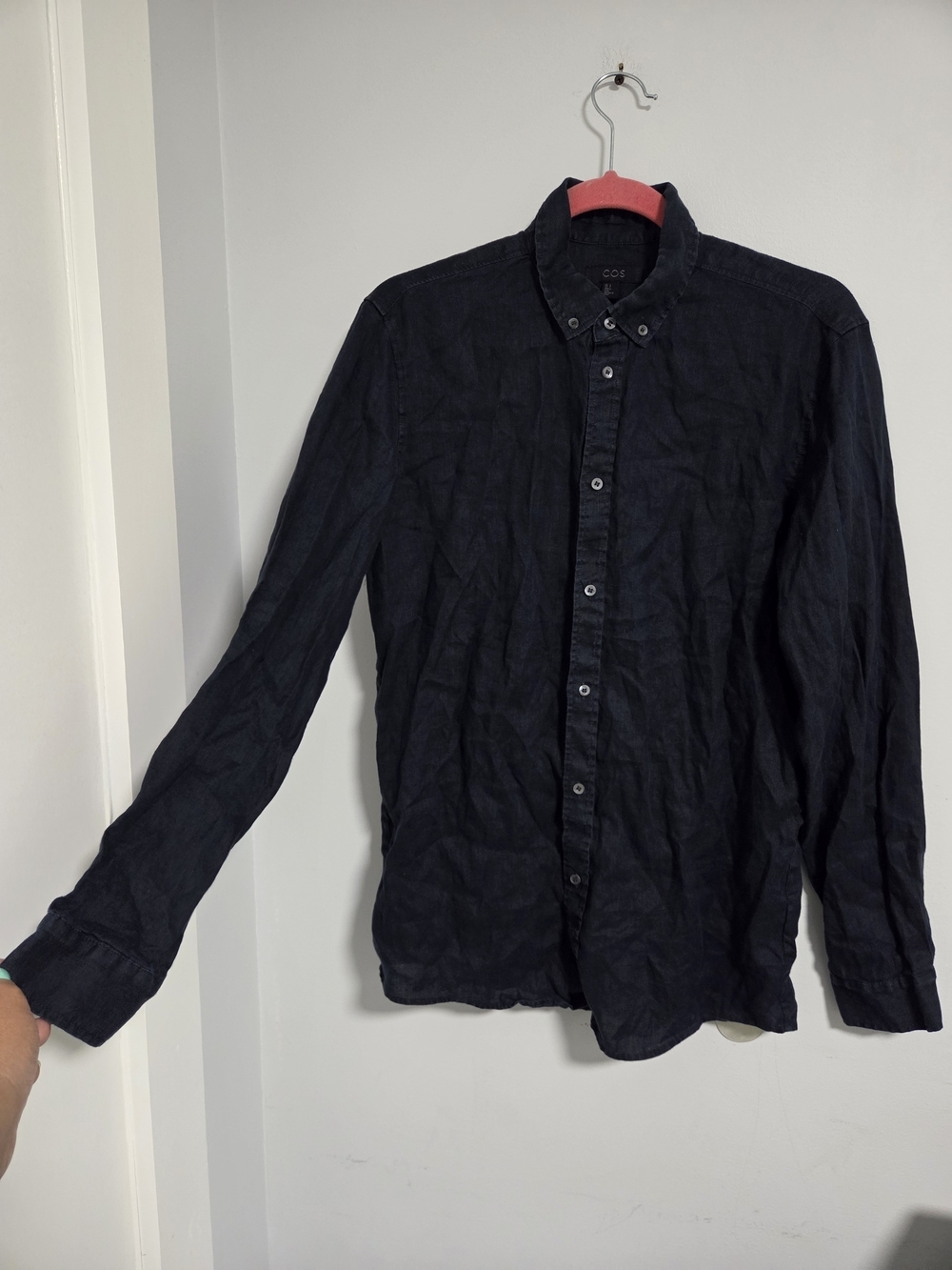 COS Men's Long-Sleeve Button-Down Shirt — Black